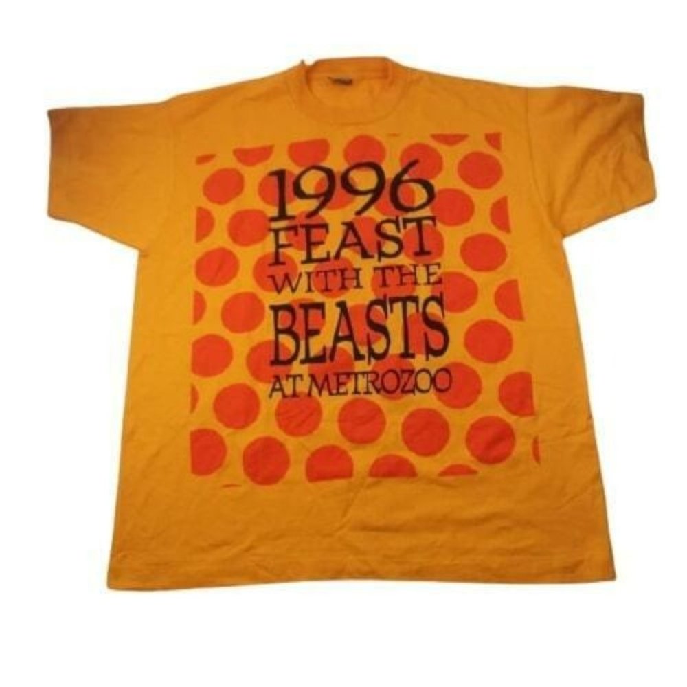 1996 Feast with the Beasts Giraffe Yellow Vtg Tee